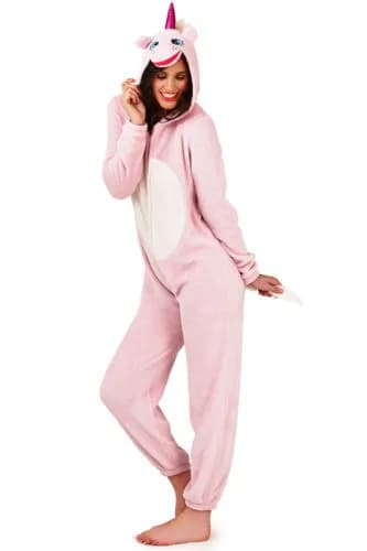 Womens Unicorn Jumpsuit Ladies Pyjamas 3D Ears Horn & Tail All In One Sleepsuit