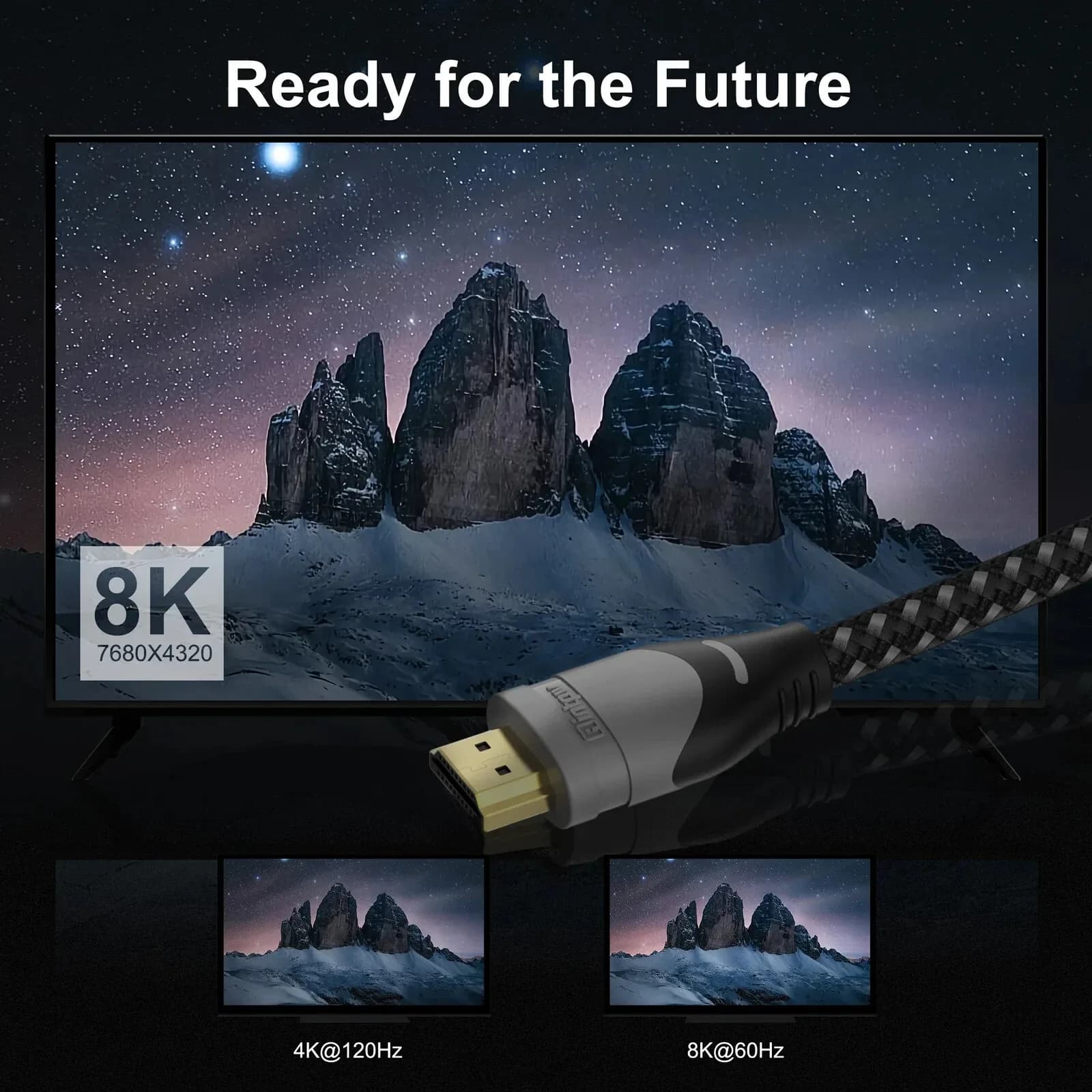8K HDMI Cable, 48Gbps Certified Ultra High Speed HDMI Cable 3M 10FT BRAIDED