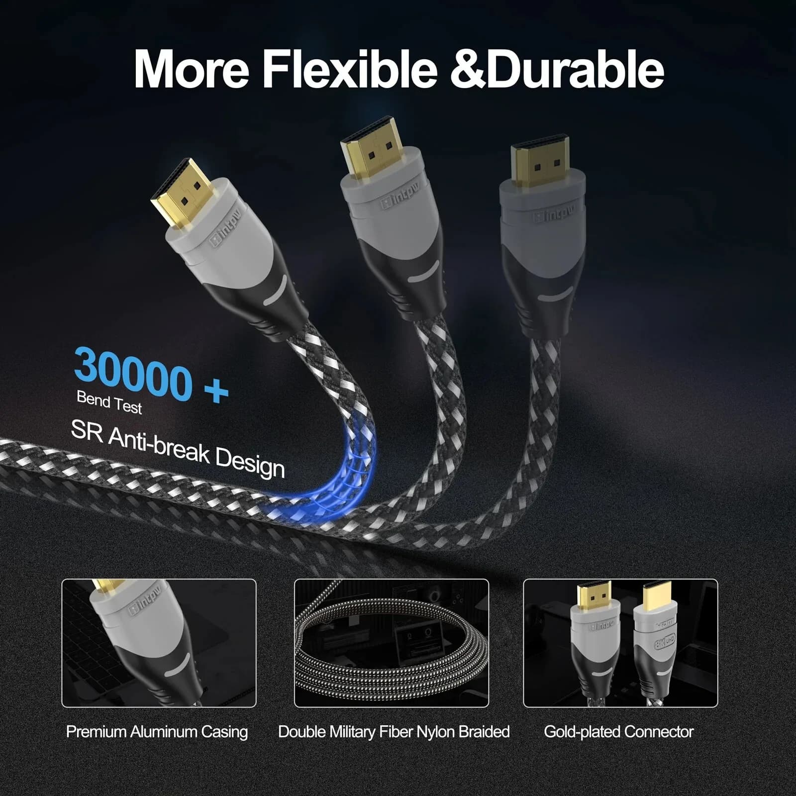8K HDMI Cable, 48Gbps Certified Ultra High Speed HDMI Cable 3M 10FT BRAIDED