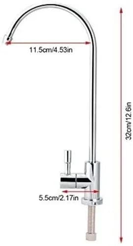 1/4'' Stainless Steel Faucet | Tap Chrome Plated Reverse Osmosis Goose Neck