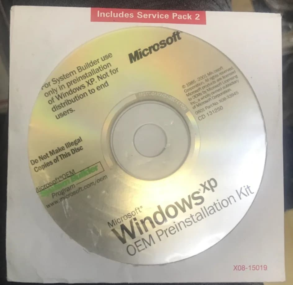 Genuine Windows XP OEM Preinstallation Kit CD Read Description