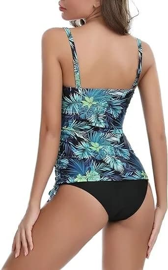 Sykooria Women Swimsuit 2 Pieces Bathing Suits Floral Tummy Control Top High XL