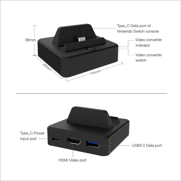 DOBE USB 3.1 Typc-C to HDMI Video Converter Adapter for Nintendo Switch TNS-1828