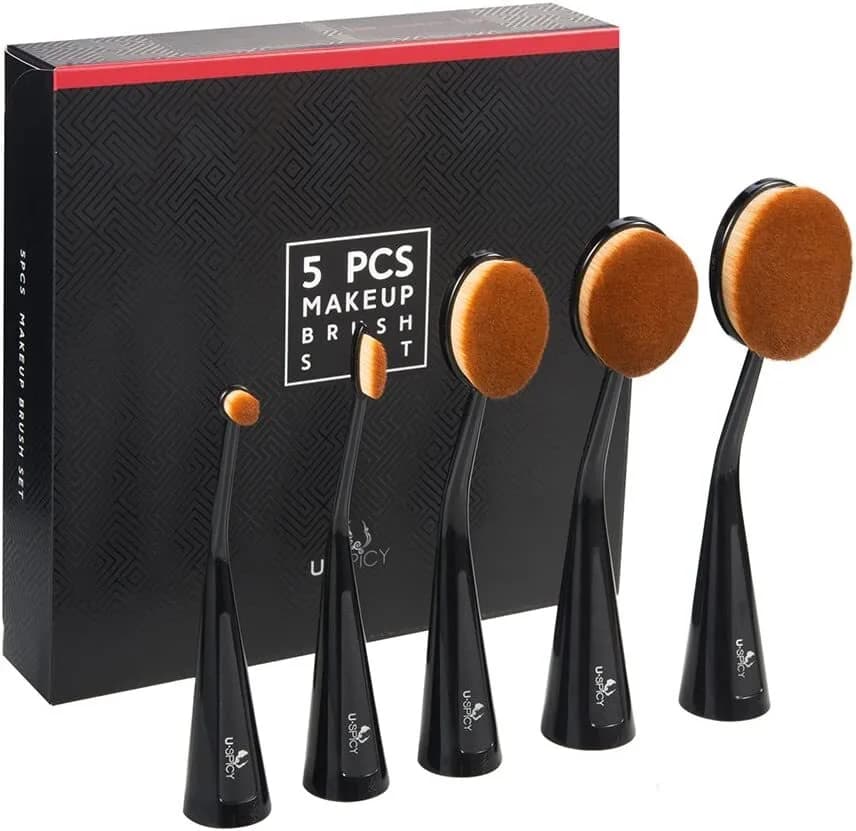Oval Makeup Brush Set, USpicy Standable Professional Makeup Brushes 5pcs