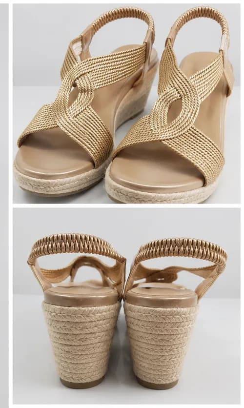WOMEN'S GIRLS BRONZE STRAPPY WEDGE SANDALS UK SIZE 2
