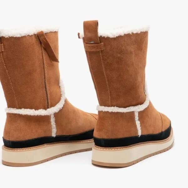 TOMS MAKENNA Ladies Suede Boots Brown Winter Autumn warm cosy size 3