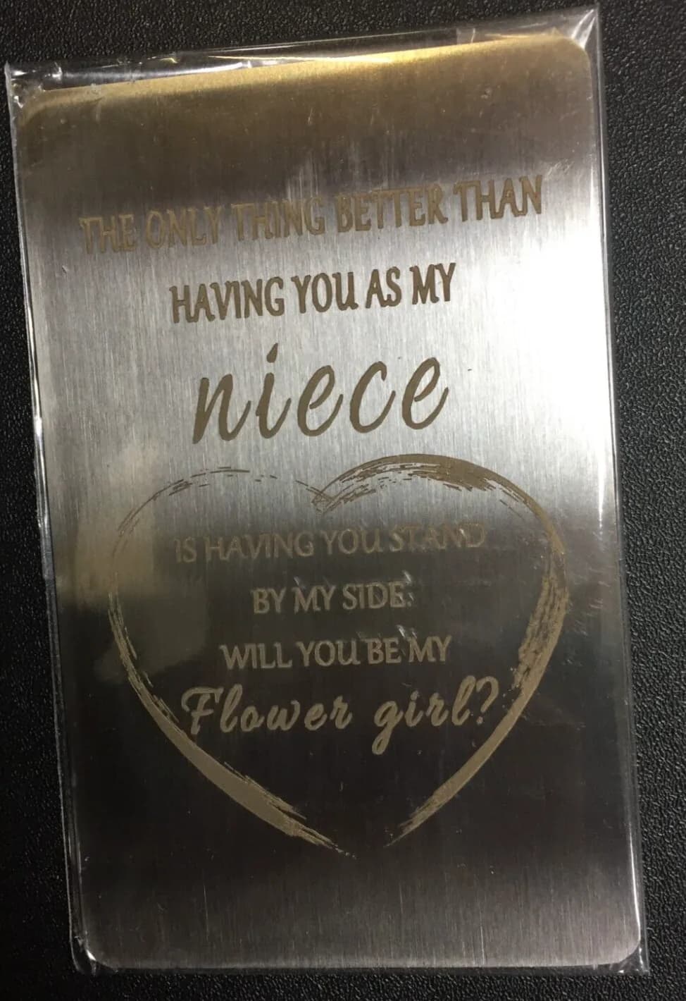 Flower Girl Proposal Card Niece Engraved Wallet Card Gift Wedding Silver
