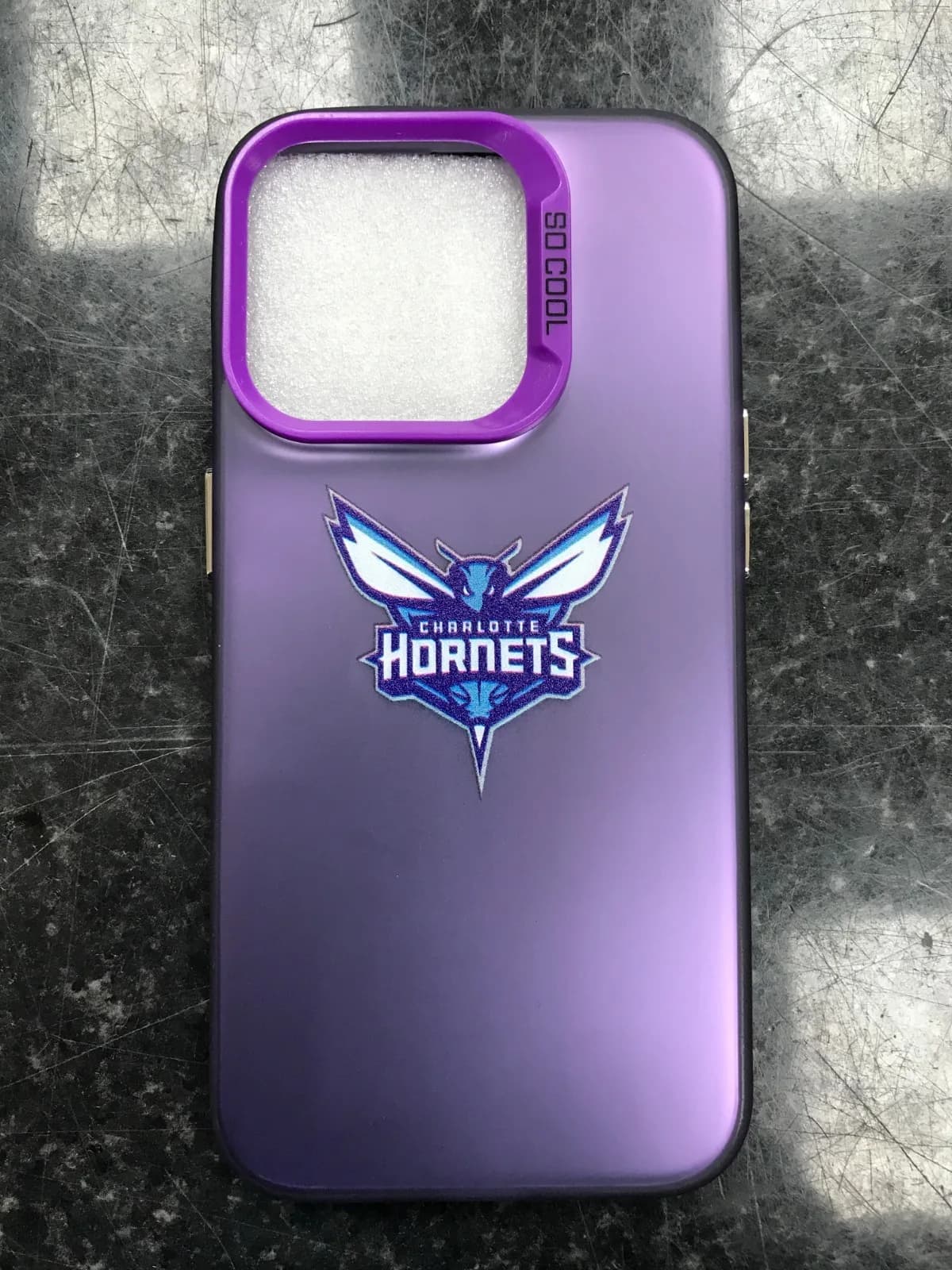 Charlotte Hornets iPhone 15 Pro Case Purple Shockproof NBA Basketball Cover High