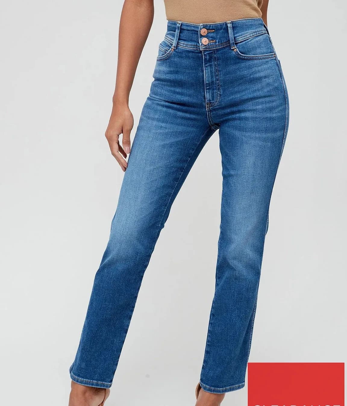 V by Very Sculpt Straight Fit Women's Jeans With Stretch - Mid Wash Size 18