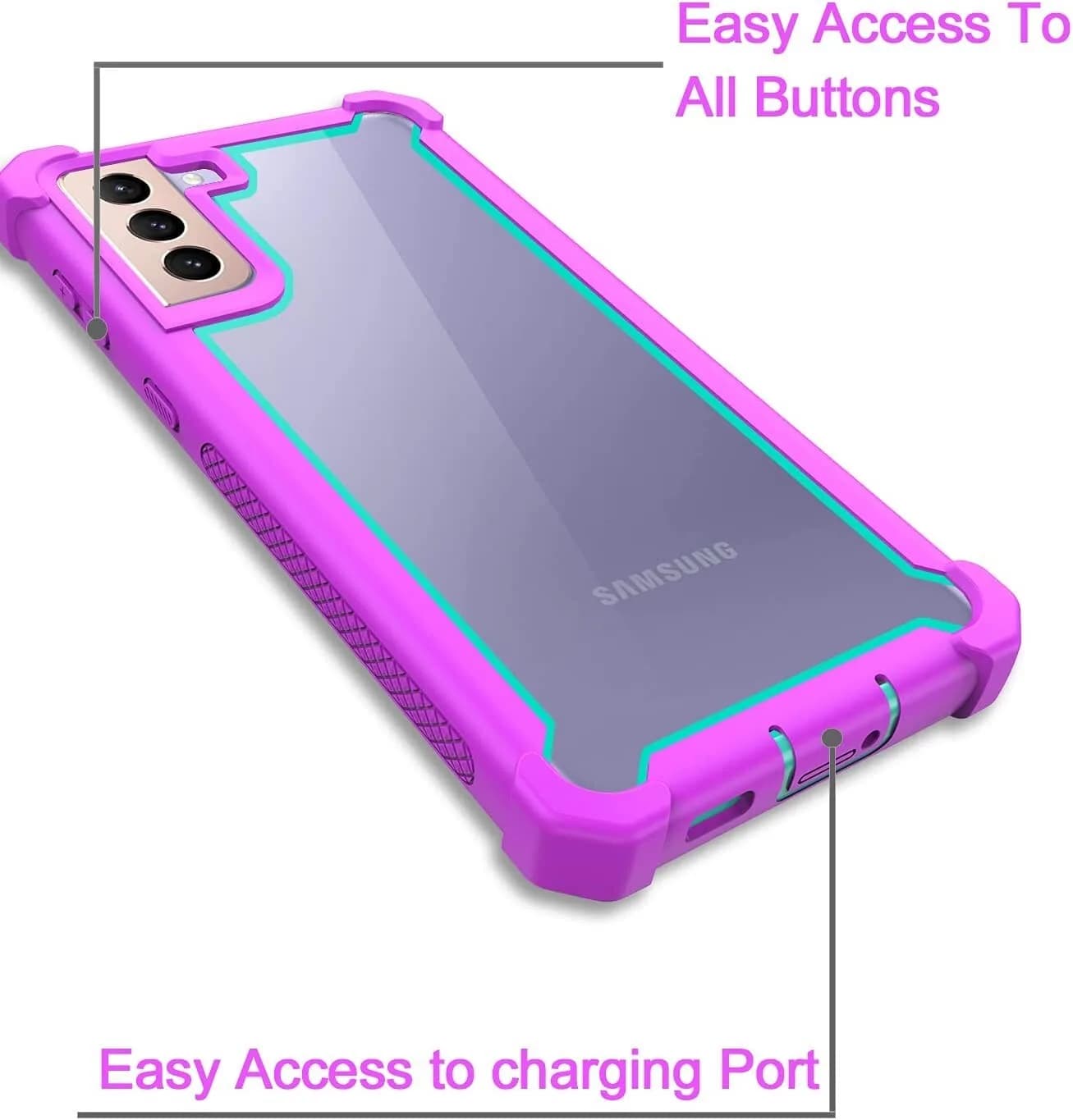 MacBean Purple Back Case for Samsung Galaxy S21 with Screen Protector Sticker