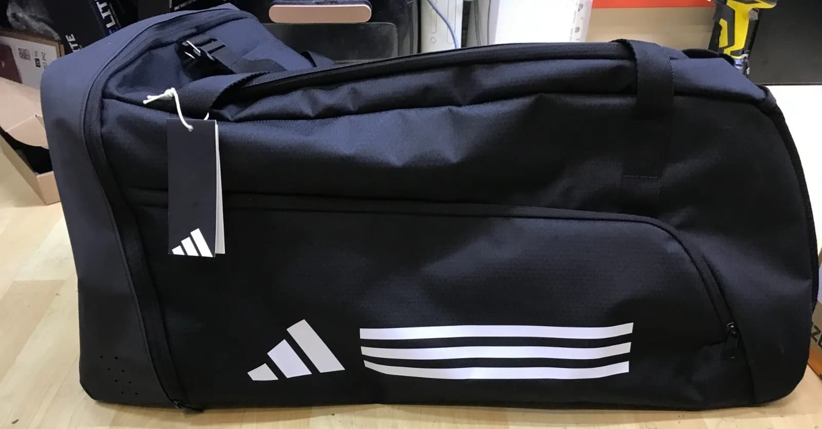 Adidas Essentials 3-Stripes Large Duffel Bag 89L Black Gym Travel Holdall Sports