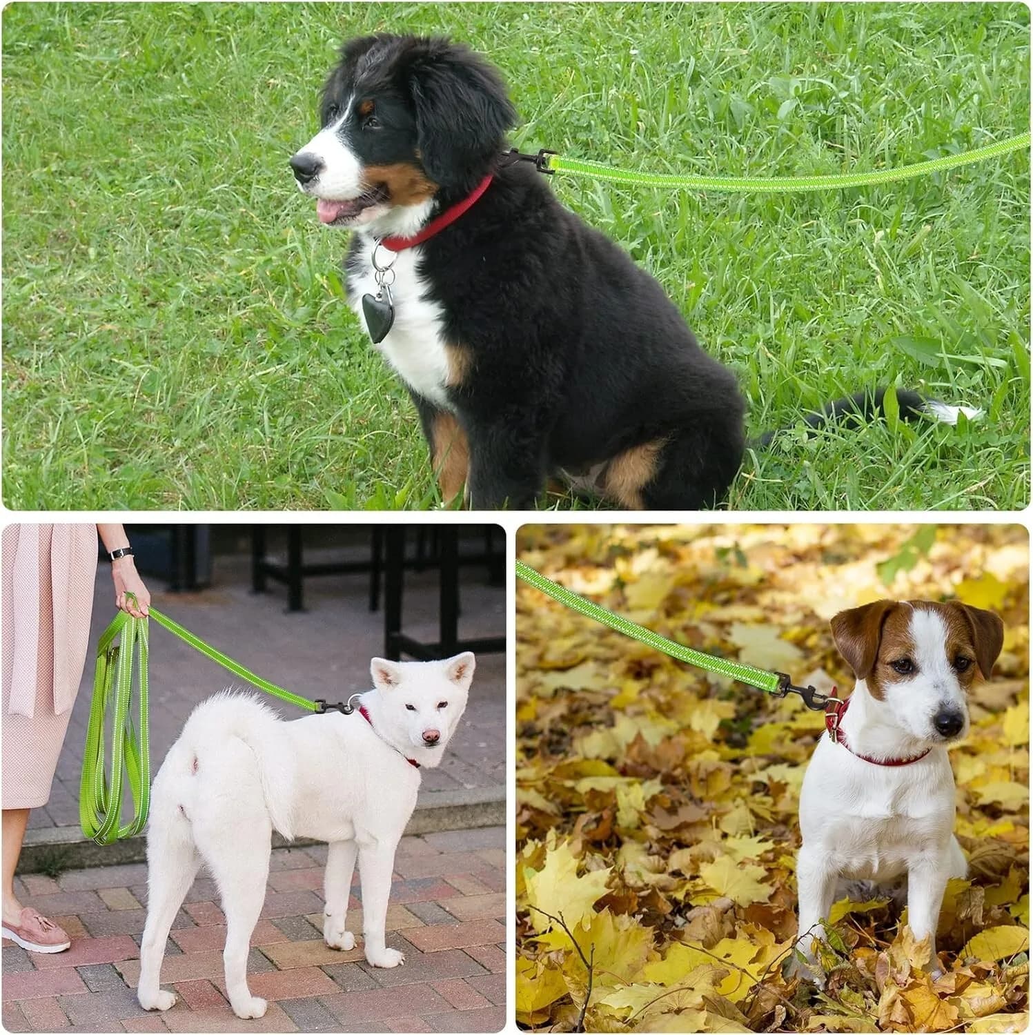 15 METER DOG TRAINING LEAD GREEN NEON REFLECTIVE