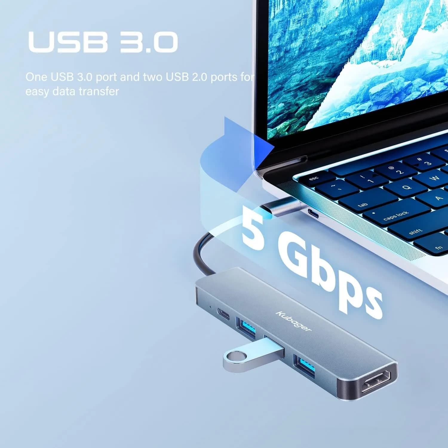 2BSON USB C Hub Adapter 5 in 1 with PD 100W, 4K HDMI 1 USB-A 3.0 2 USB-C 2.0