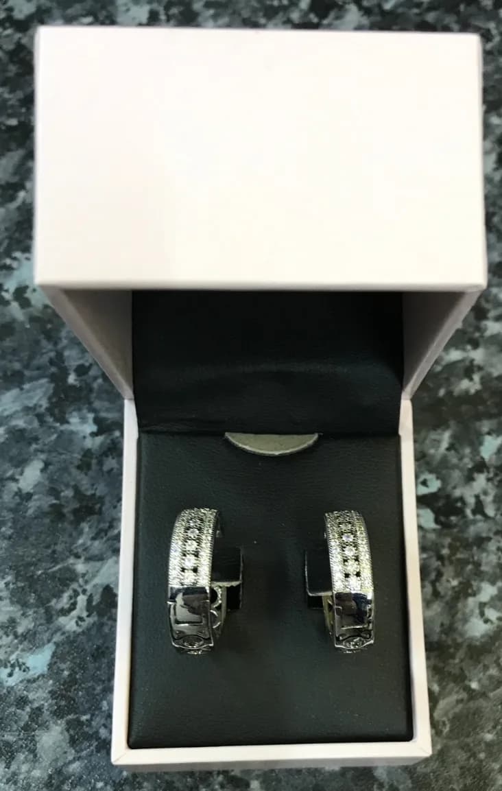 Piatella Women 18k White Gold Plated Earrings, Silver Gift Boxed