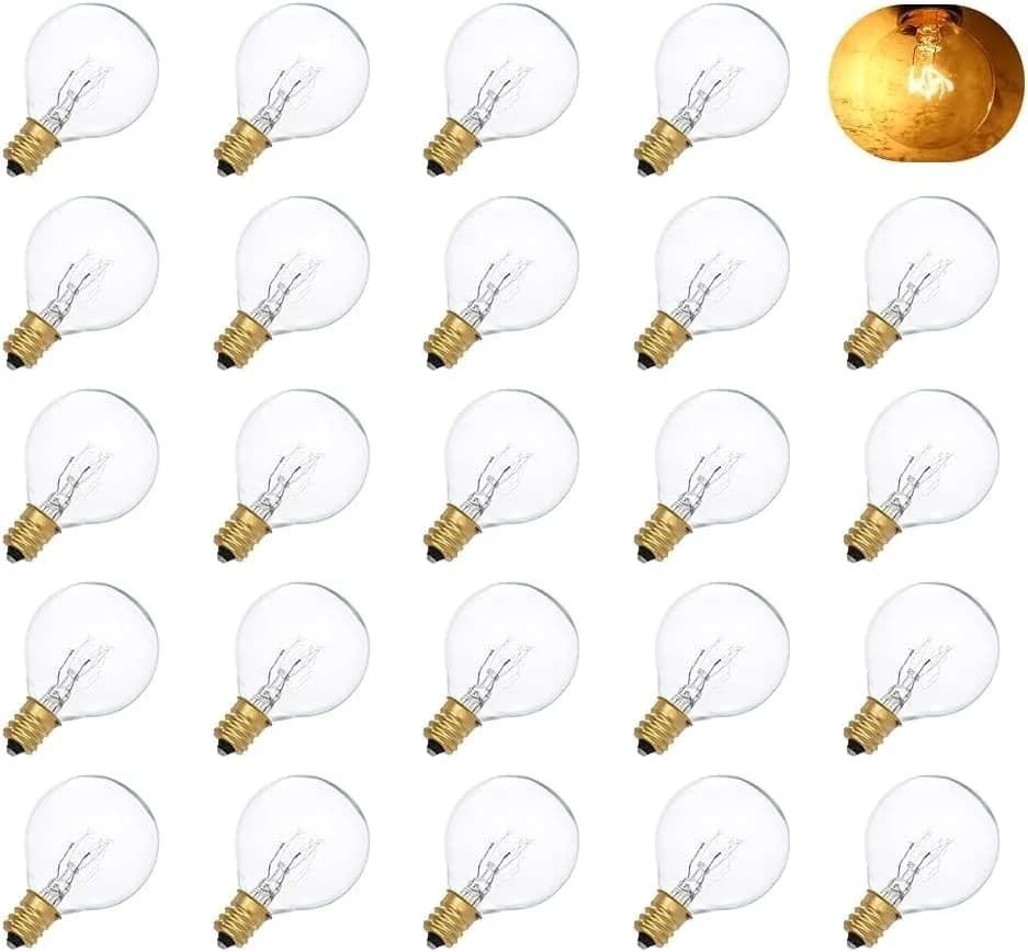 G40 Globe Tungsten Incandescent Bulb Lamp 25 Pack E12 Base Socket Holder 7w