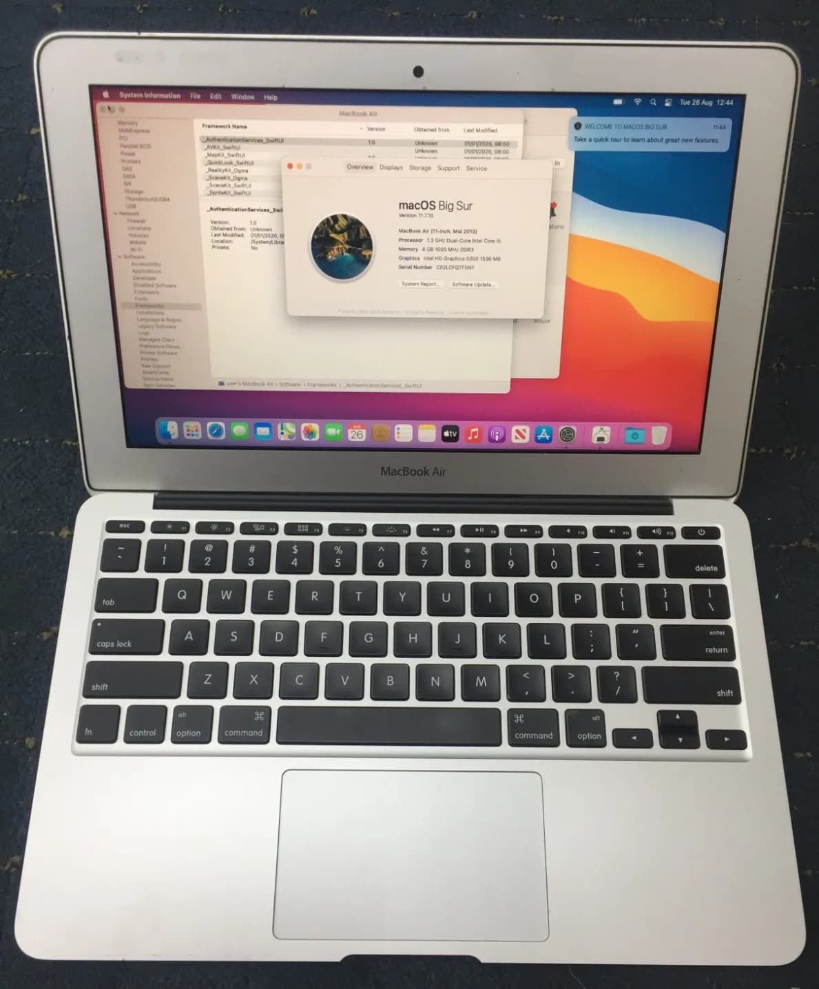 APPLE MACBOOK AIR 11 INCH MID 2013 I5 120GB SSD 4GB RAM