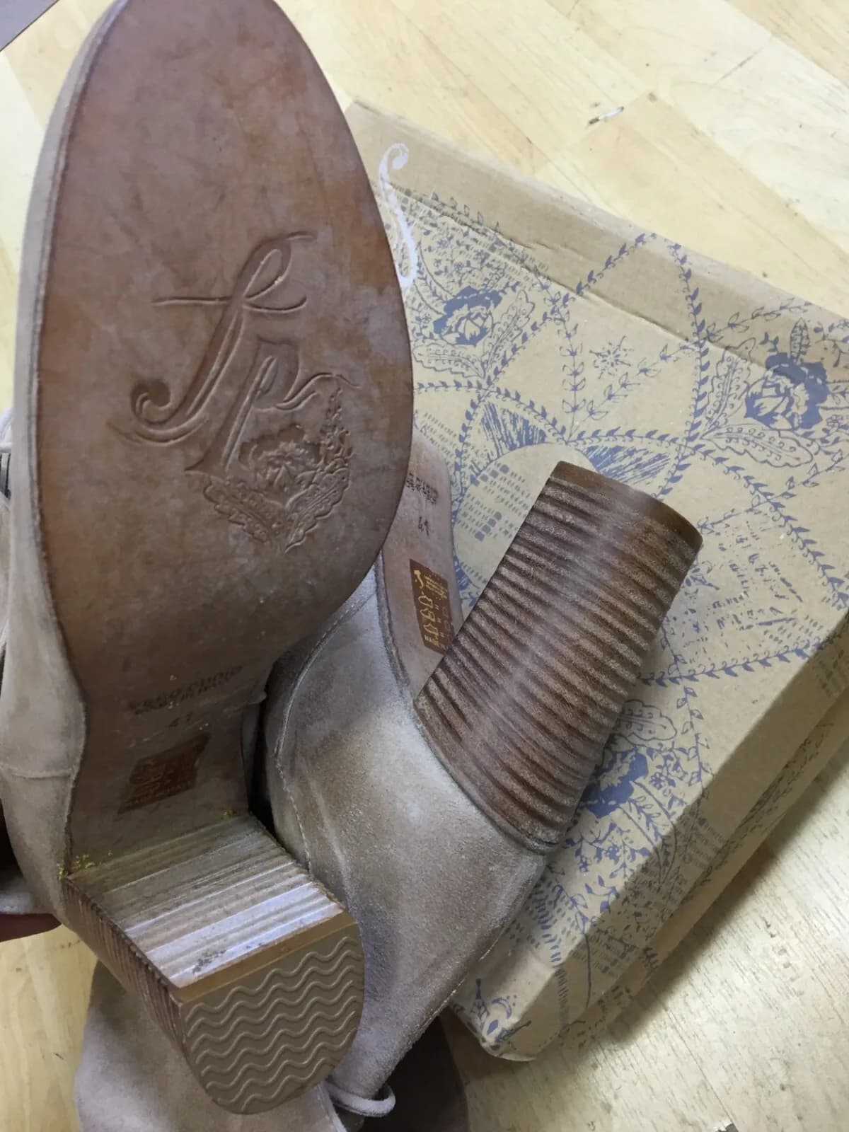 Free People Mila Heel Boot Suede Fold Over boots Light Brown eu 41 uk 7.5