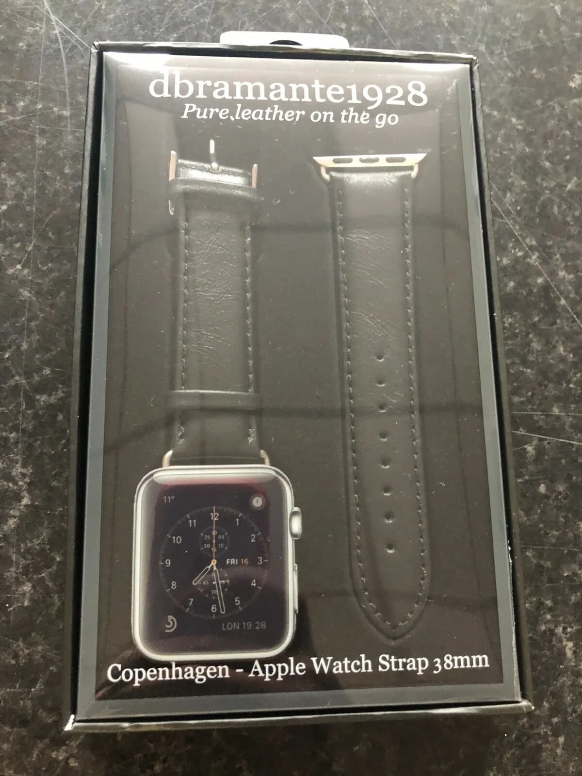 Dbramante 1928 Copenhagen 38mm Leather Apple Watch Strap Black