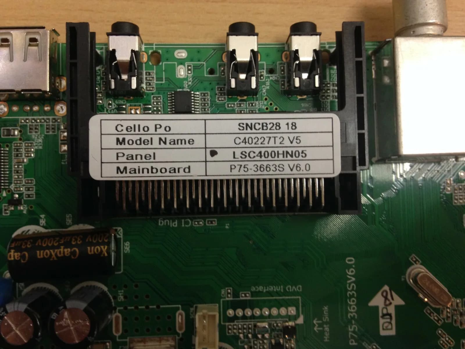 CELLO C40227T2 V5 MAIN AV TV BOARD