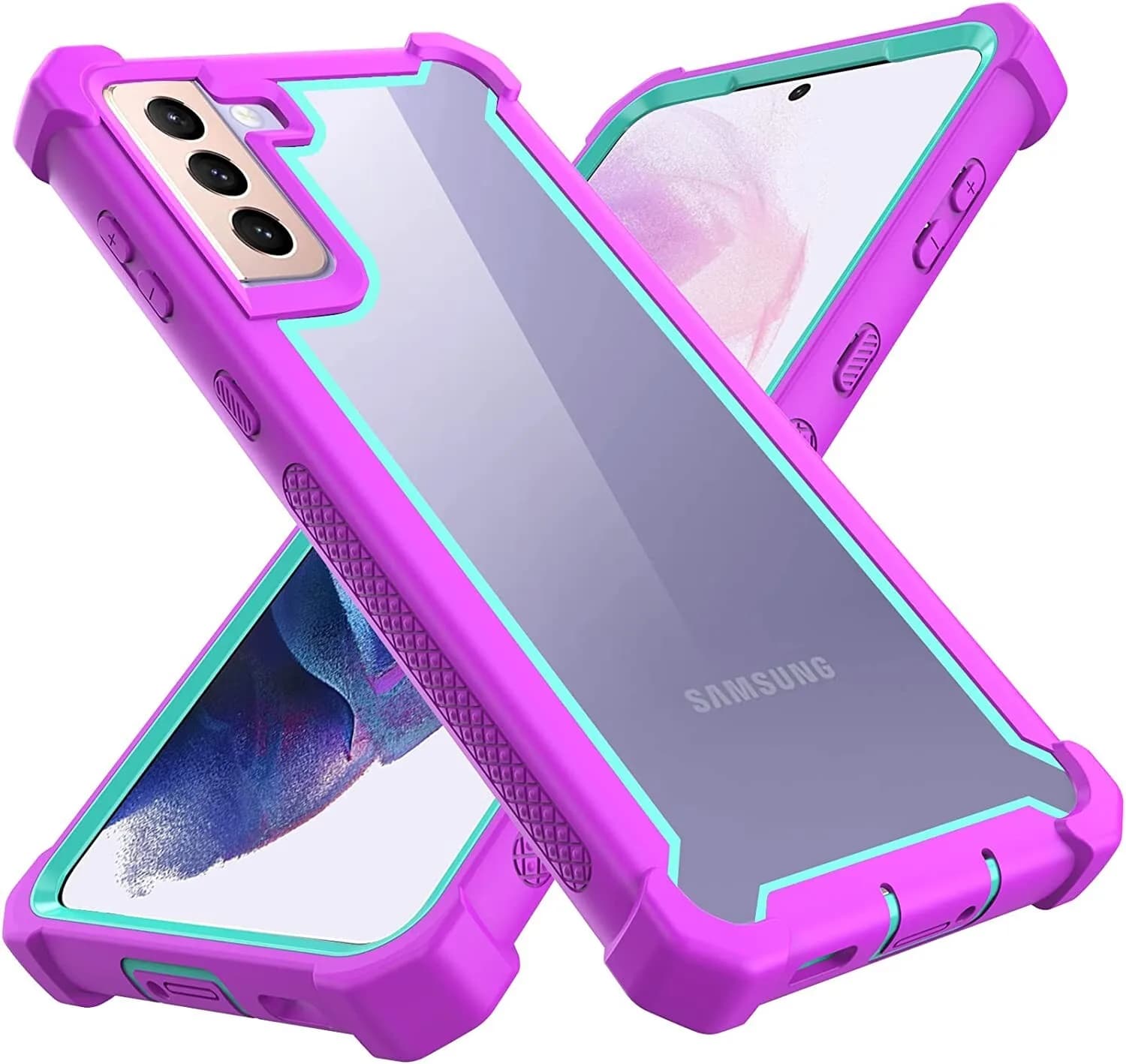 MacBean Purple Back Case for Samsung Galaxy S21 with Screen Protector Sticker