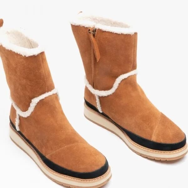 TOMS MAKENNA Ladies Suede Boots Brown Winter Autumn warm cosy size 3