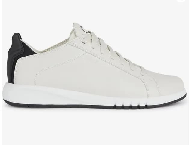 Geox Men's U Aerantis Sneakers White/Black UK 9 US 10 Breathable Casual Trainer