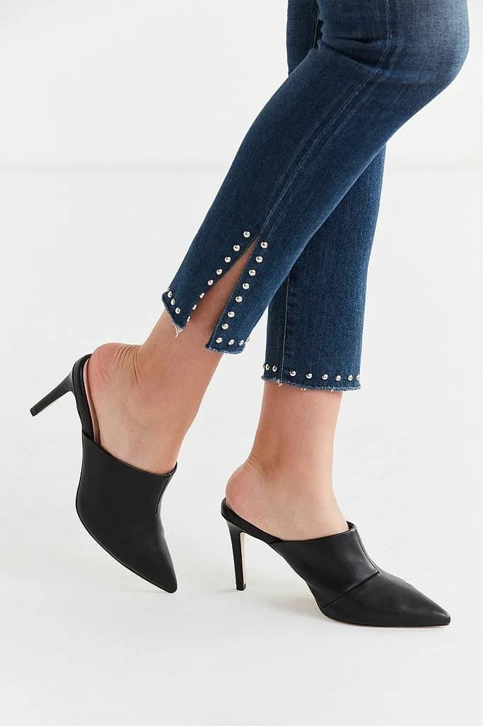 URBAN OUTFITTERS WOMENS CARA MULE HEELS SHOES BLACK UK 5 UK 7
