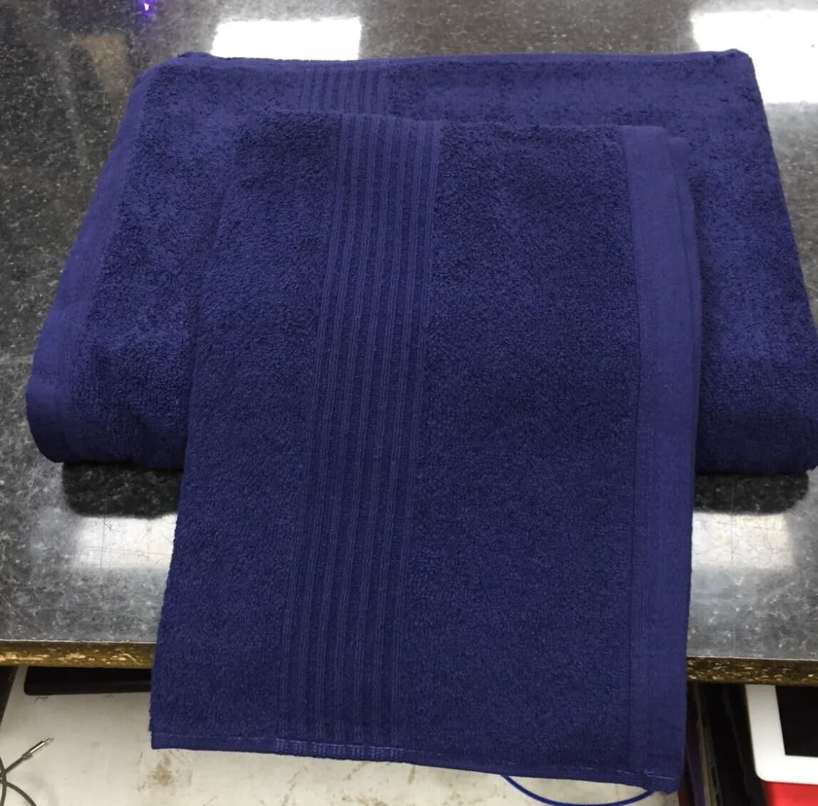 HIGH QUALITY TURKISH COTTON TOWEL SET OF 2 NAVY BLUE BATH & FACE