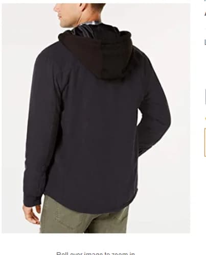 American Rag Mens Herald Fall Utility Shirt twill Jacket Top Black Hooded