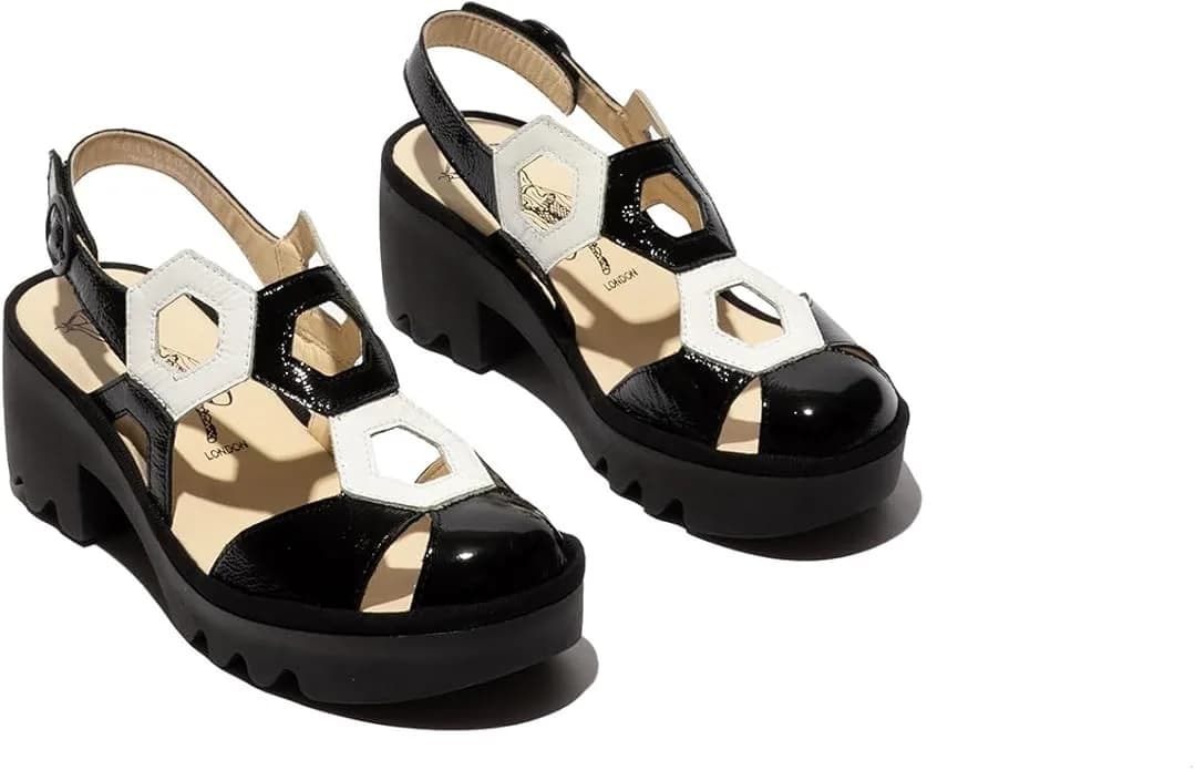 Fly London Women's Trul582fly Sandal Black & White EU 41 UK (8)