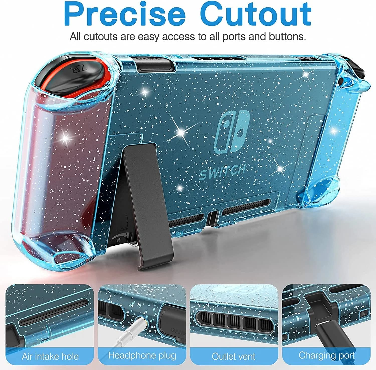 Crystal Case Cover Compatible with Nintendo Switch, Dockable Glitter Bling