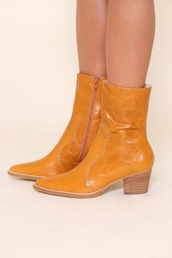 Women's Intentionally Blank Whiskey Crinkle Lover Leather Boots uk 4.5