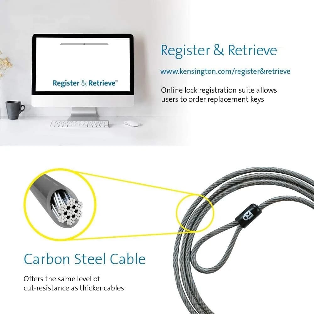 Kensington Laptop Lock - MicroSaver Keyed Laptop Lock with High-Carbon, Cut-Resi