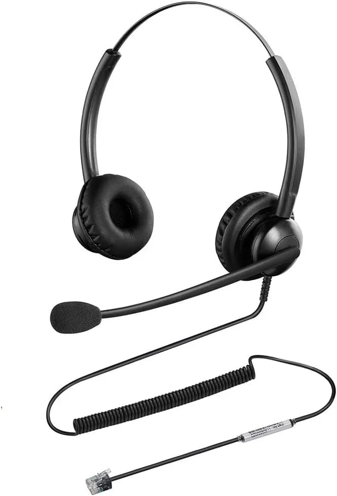 Oppetec Dual Ear RJ9 IP Phone Headset Noise Cancelling Microphone for Cisco Phon