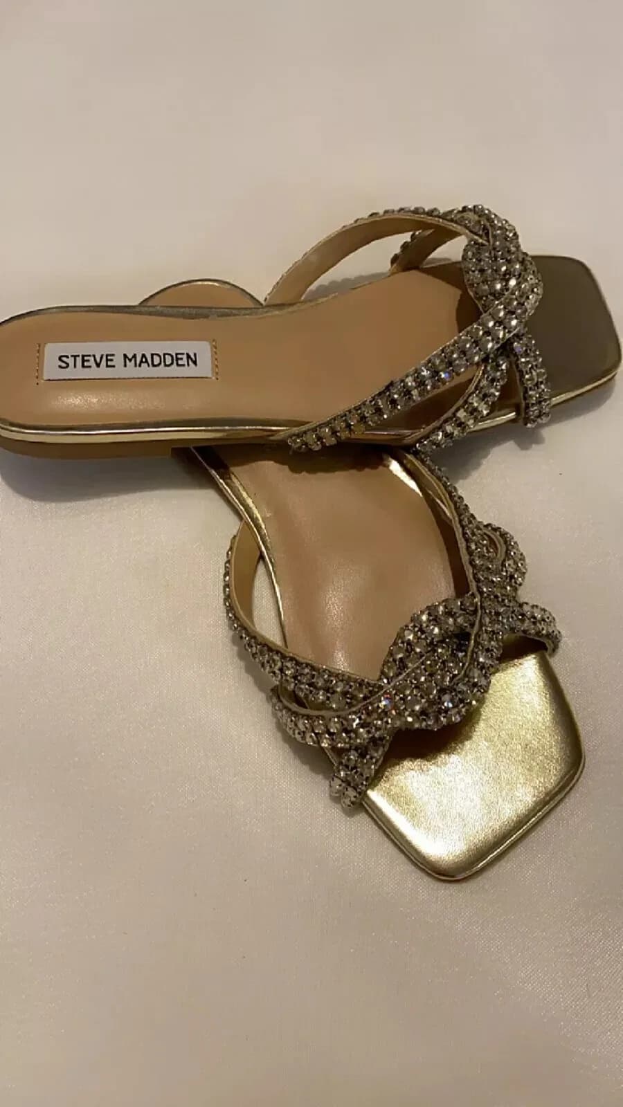 Steve Madden, Rhinestone Bejewelled Flat Crossover Pattern Sandals uk 2.5