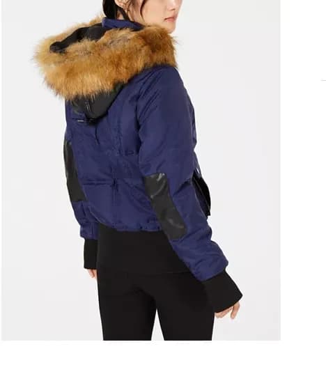 XOXO Juniors' Mixed-Media Hooded Bomber Coat XS