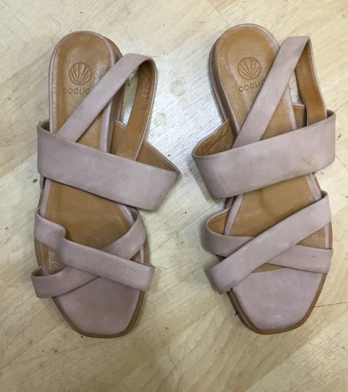 Coclico Women's Strappy Sandals Light Brown UK size 4