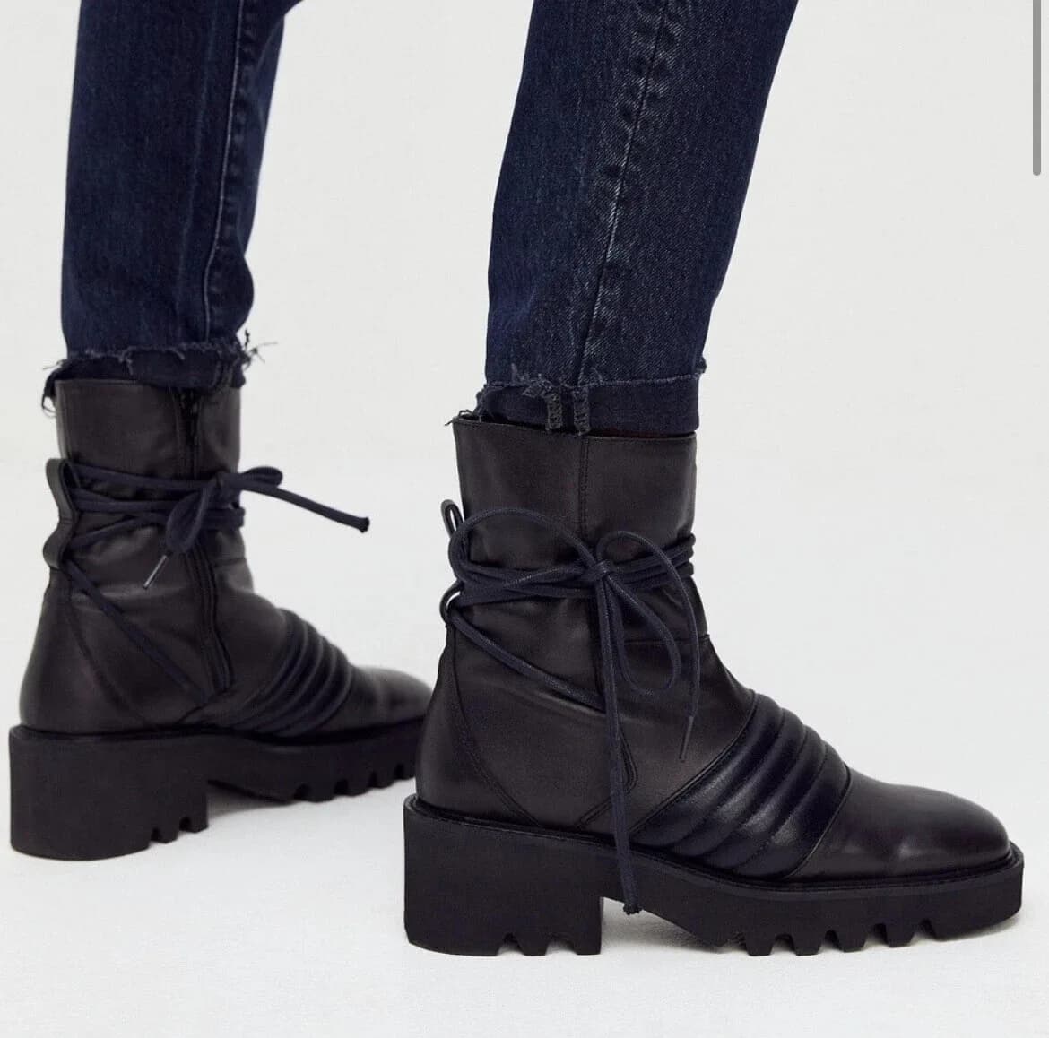 Free People Tori Padded Black Moto Boots SIZES EU 37 EU 36 UK 4 UK 3 RRP $268