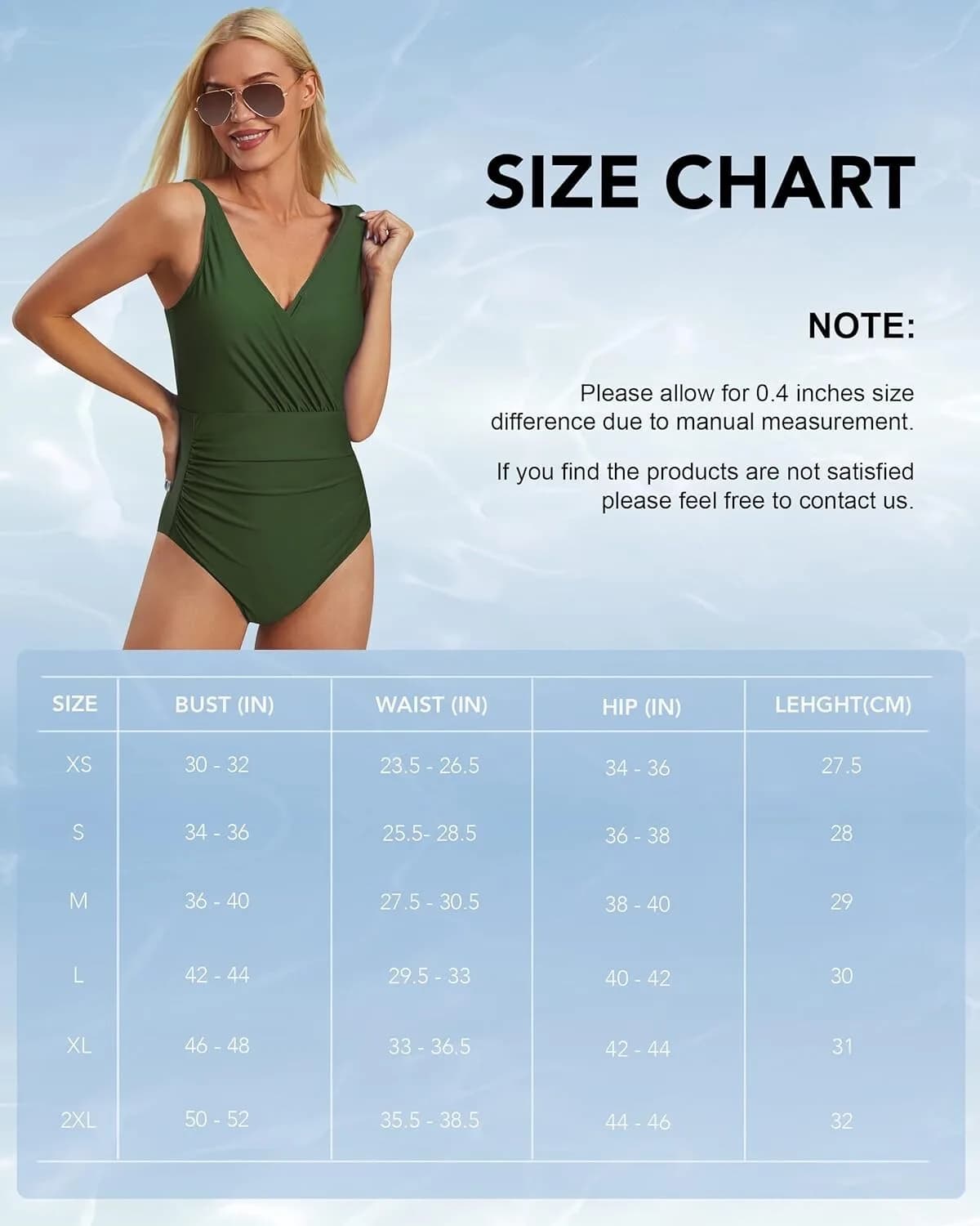 JOYSPELS Womens Swimsuits Tummy Control V Neck One Piece Bathing Suit High Waist