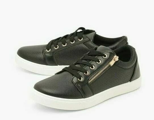 KRUSH Womens ZIP SIDE SNAKE EFFECT Black SNEAKERS UK SIZE 4.5