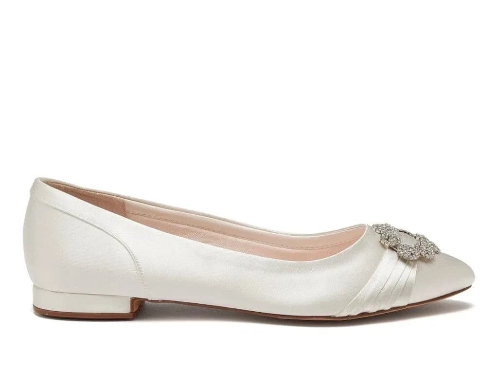 Rainbow Club Dulcie Women’s Ivory Satin Wedding Flat Shoes – UK 3 / EU 36
