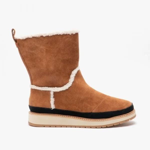 TOMS MAKENNA Ladies Suede Boots Brown Winter Autumn warm cosy size 3
