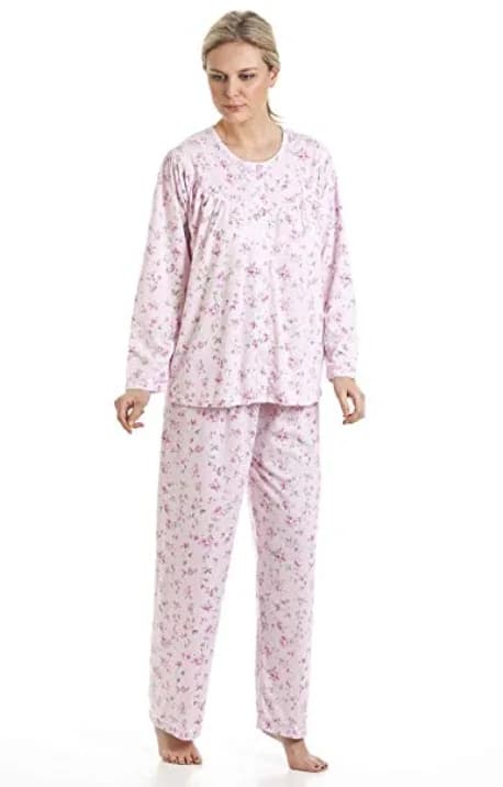 *New* Ladies In Bloom KuddleKnit Floral Polycotton Pyjamas Pink Sleepwear L/XL