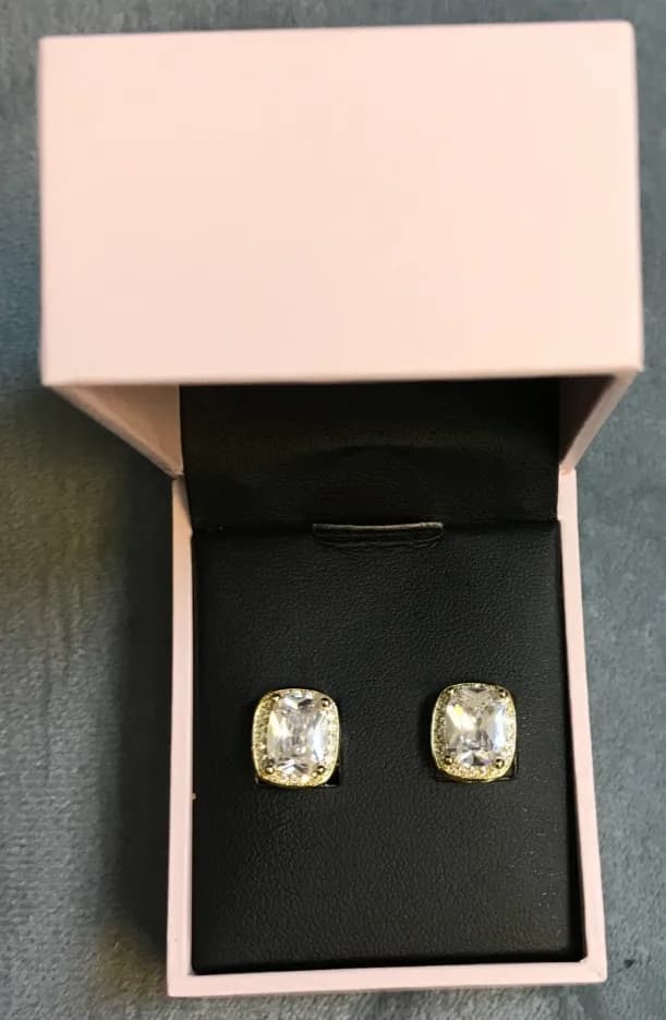 Piatella Women 18k Gold Plated & Diamond Earrings Gift Boxed