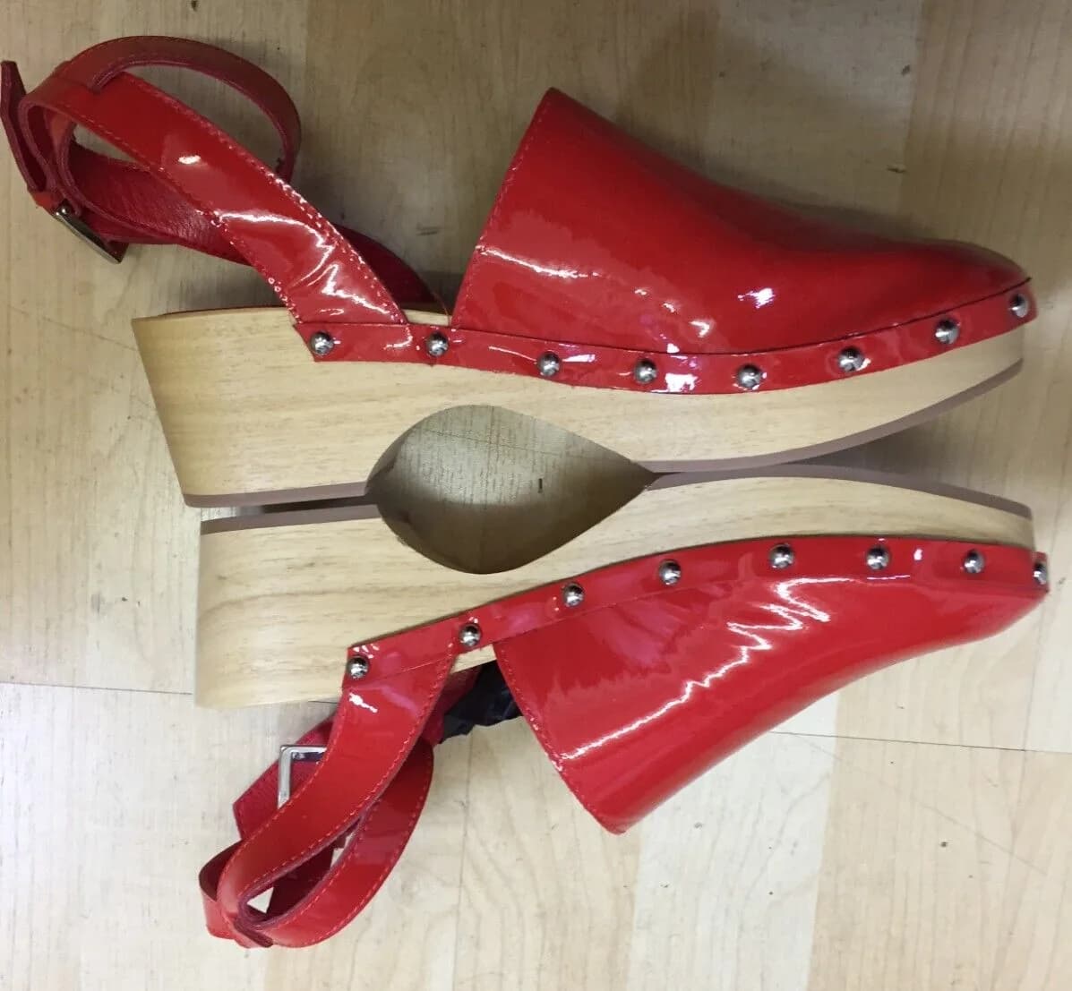 Free People X Unalira Red Leather Platform Kaia Clogs EU 39 UK 5