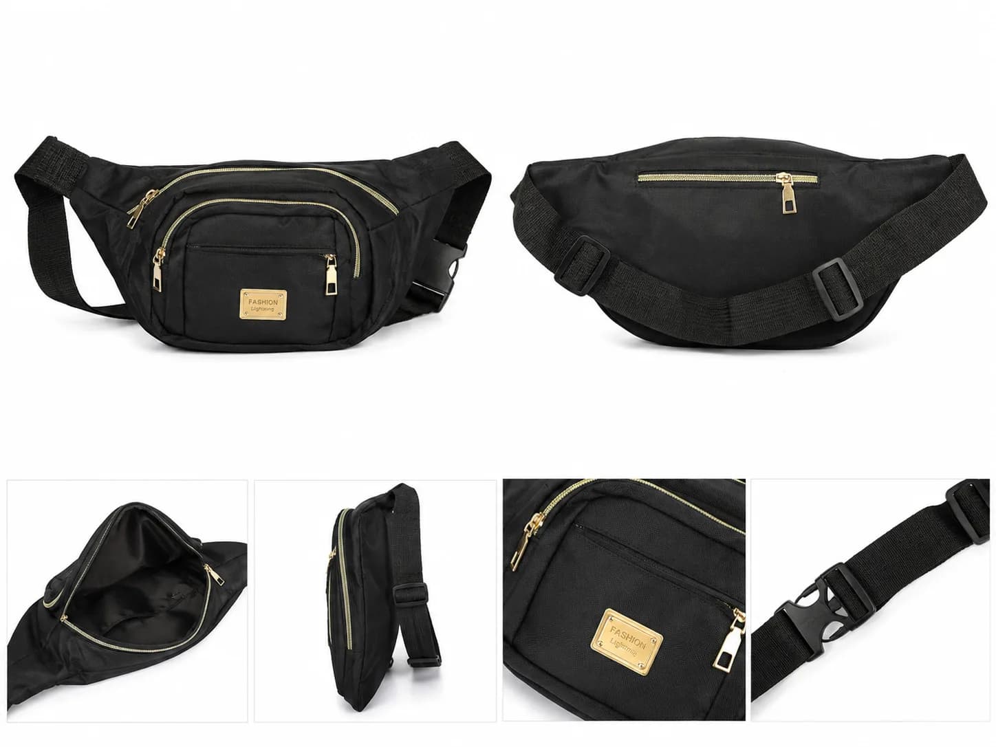 **Black Sling Bag Crossbody Bum Bag Fanny Pack Waist Bag Travel Shoulder Bag**