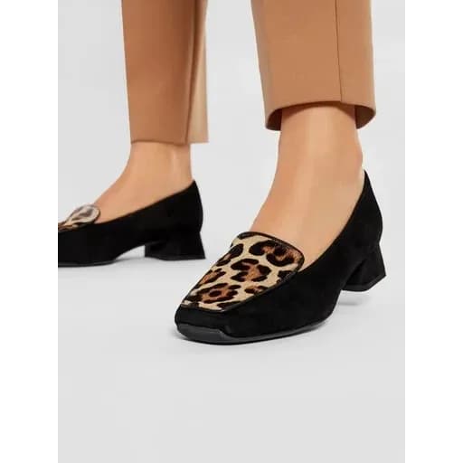 GEOX Respira D Vivyanne Bal C Pump Black Leopard Shoes UK 4 EU 37 SUEDE