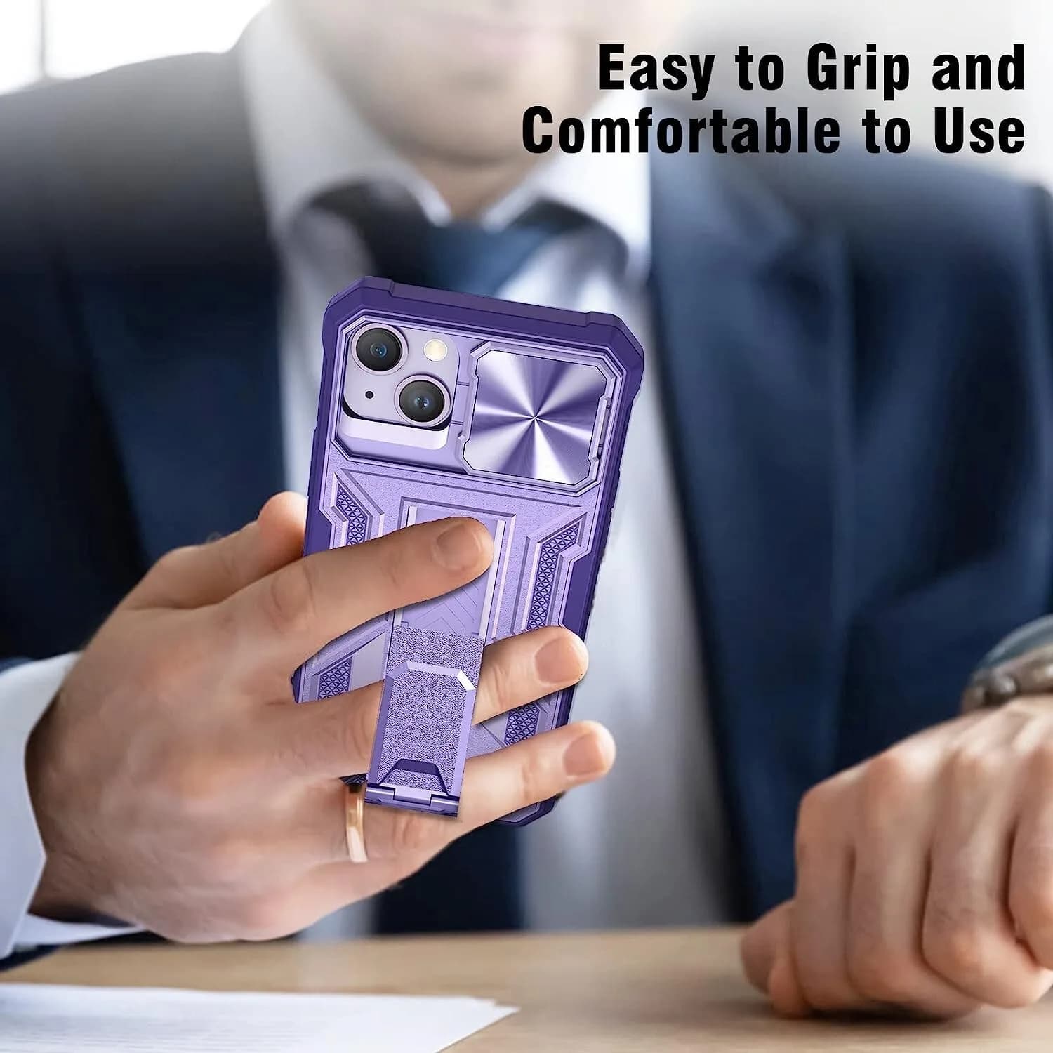 Shockproof Rugged Case For iPhone 14 Plus 6.7" Purple slide Camera Cover Kicksta