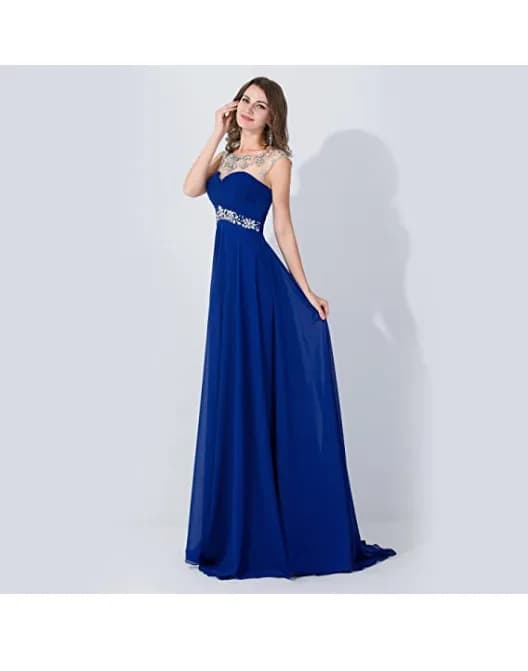 New **** Sexy Backless Beaded Chiffon Long Evening Gown 2020 Prom Dress Navy