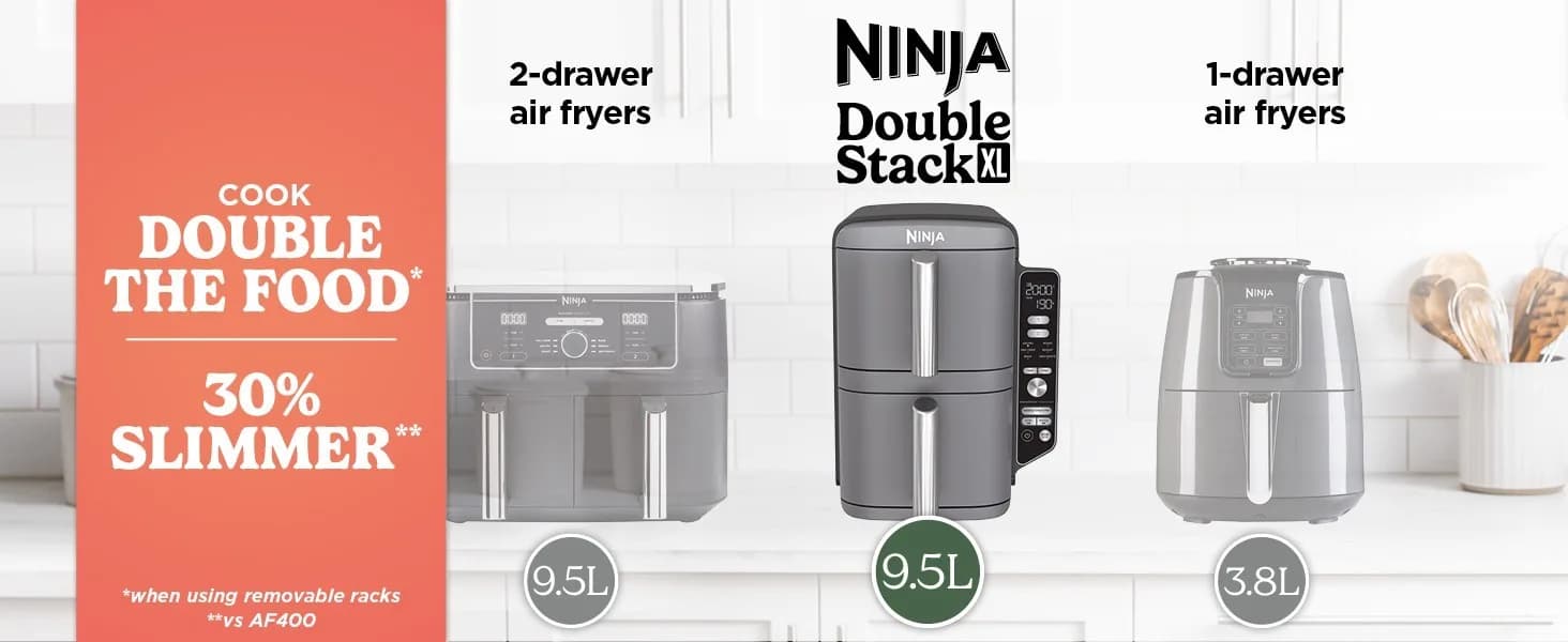 Ninja Double Stack XL Air Fryer, Vertical Dual Drawer AirFryer black 9.5L